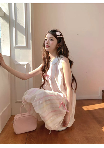 “Peach Soda Dream” Blush Pink Bubble Hem Dress