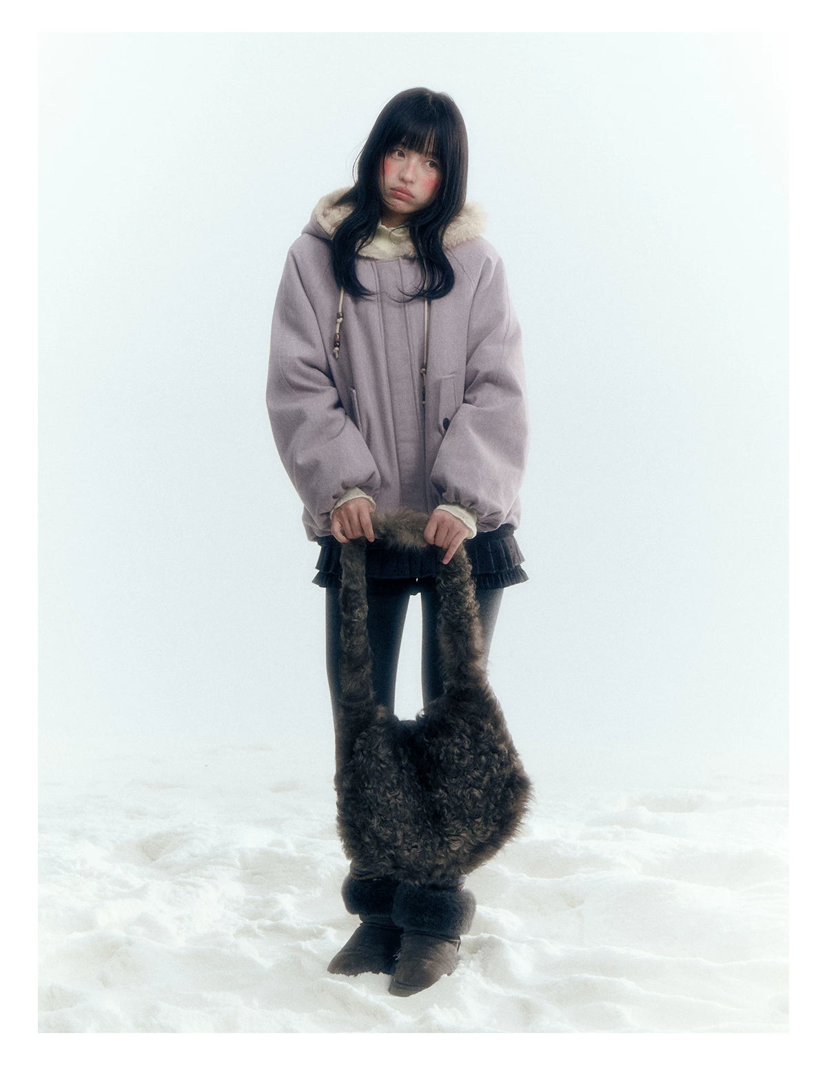 Horridale - Reversible Vintage Puff Jacket with Faux Fur – Misty Purple