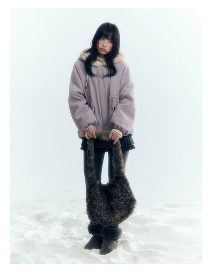 Horridale - Reversible Vintage Puff Jacket with Faux Fur – Misty Purple