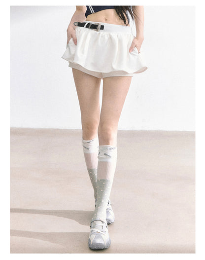 少也眼 "Annie Academy" A-Line Puff Mini Skirt - White