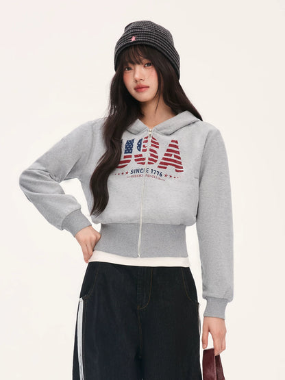 "Runway Legacy" Light Gray Cropped Sweatshirt Jacket