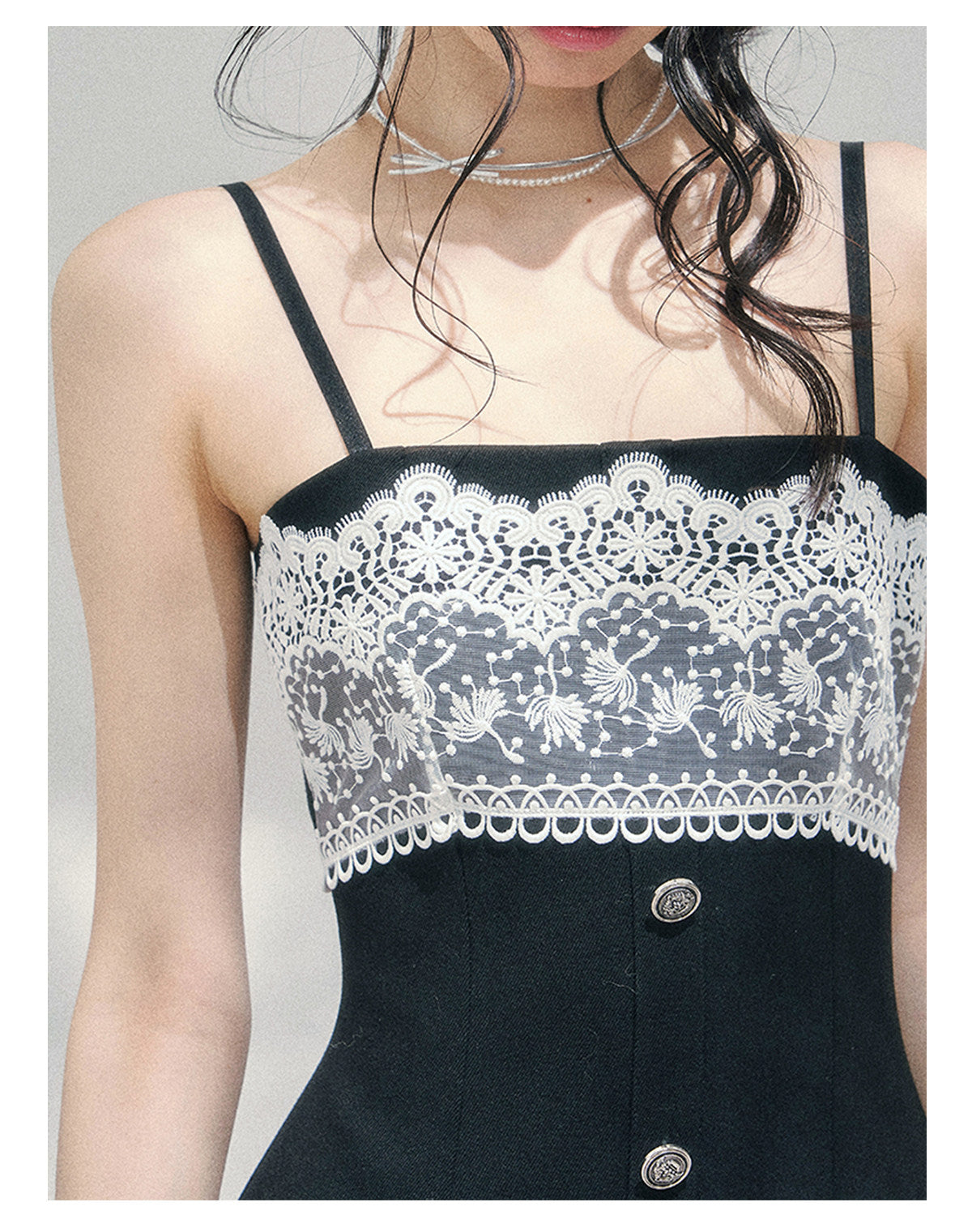 “Midnight Soliloquy” Black Lace Slip Mini Dress
