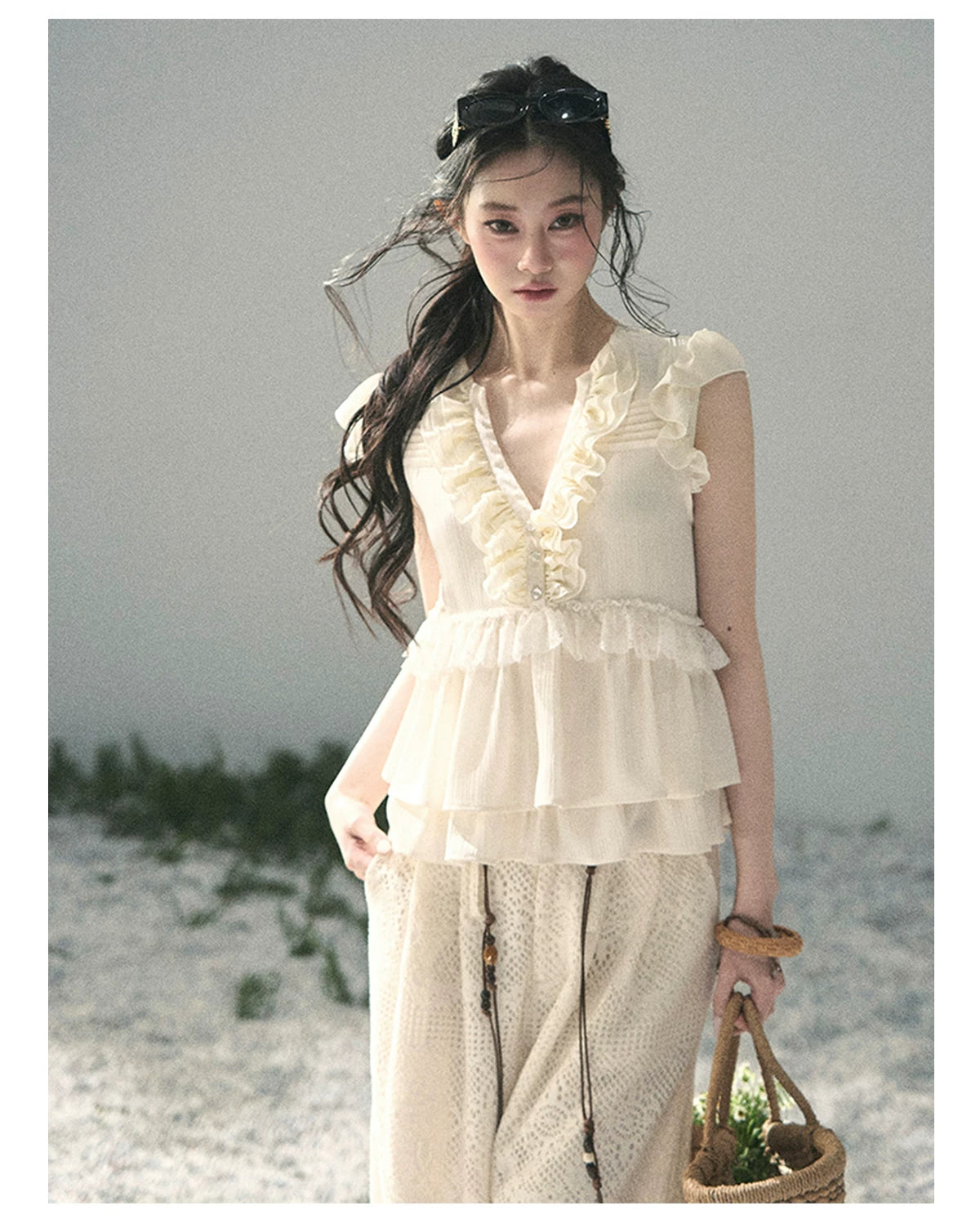 “Sunlight on My Heart” Ivory Lace Babydoll Blouse