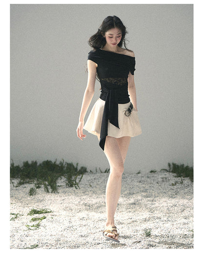 “Cicada Summer” Midnight Black Lace Cutout Top