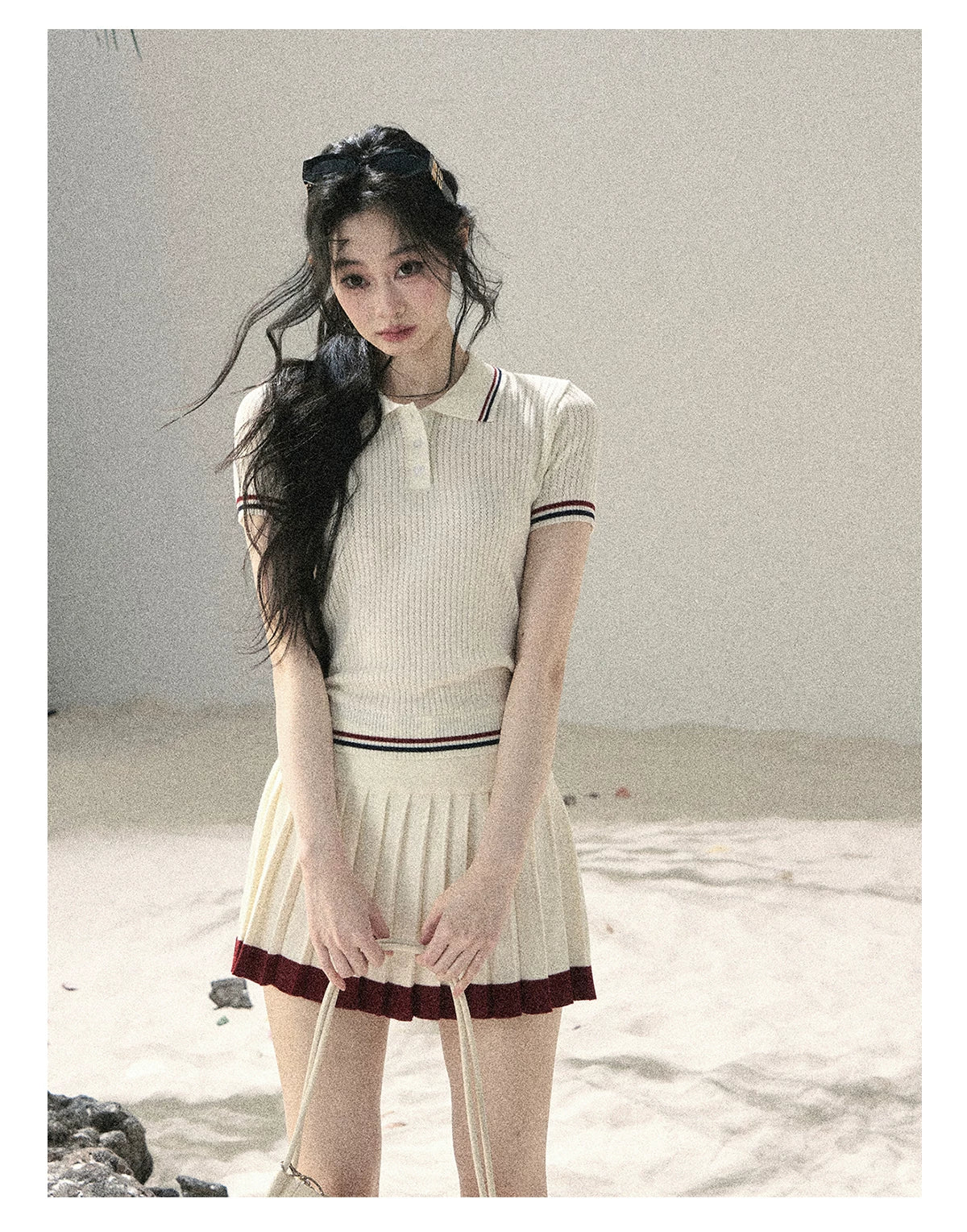 "The Softest Touch" Dutch Cream Collegiate Knit Top & Mini Skirt Set
