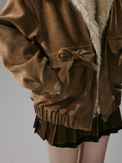 “Mist Lily Glow” Chenille Long-Fur Old Money Jacket - Warm Brown 8002