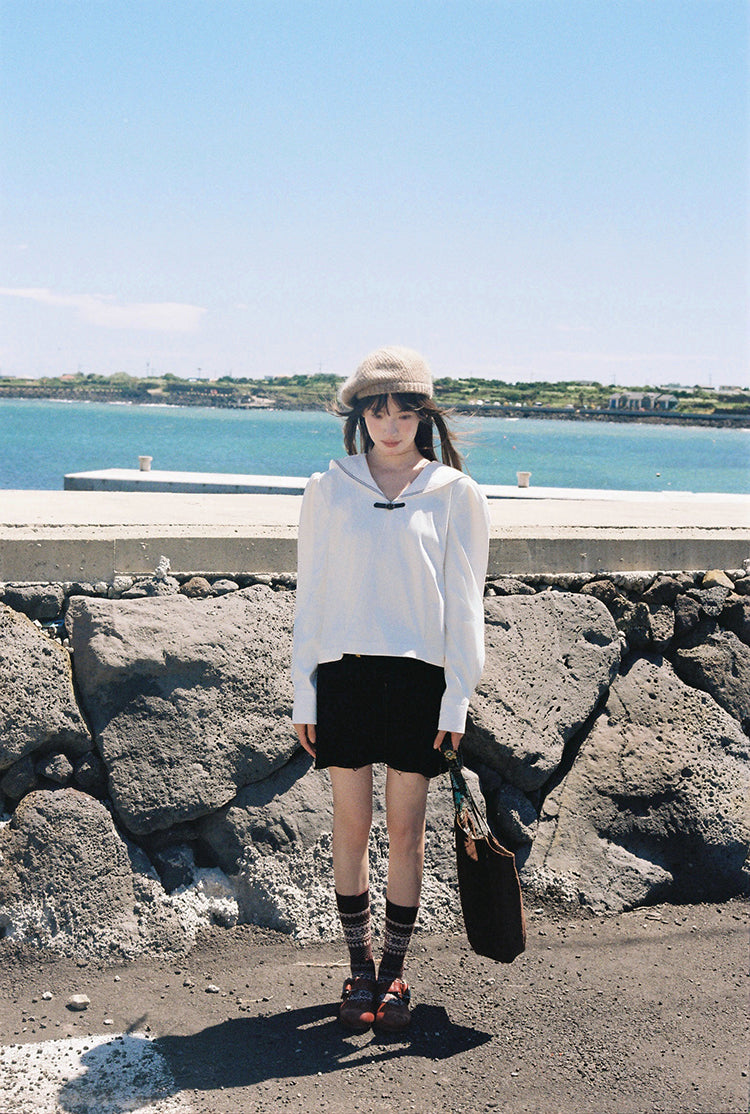 Zzouu - "A Japanese Girl" Sailor Collar White Shirt