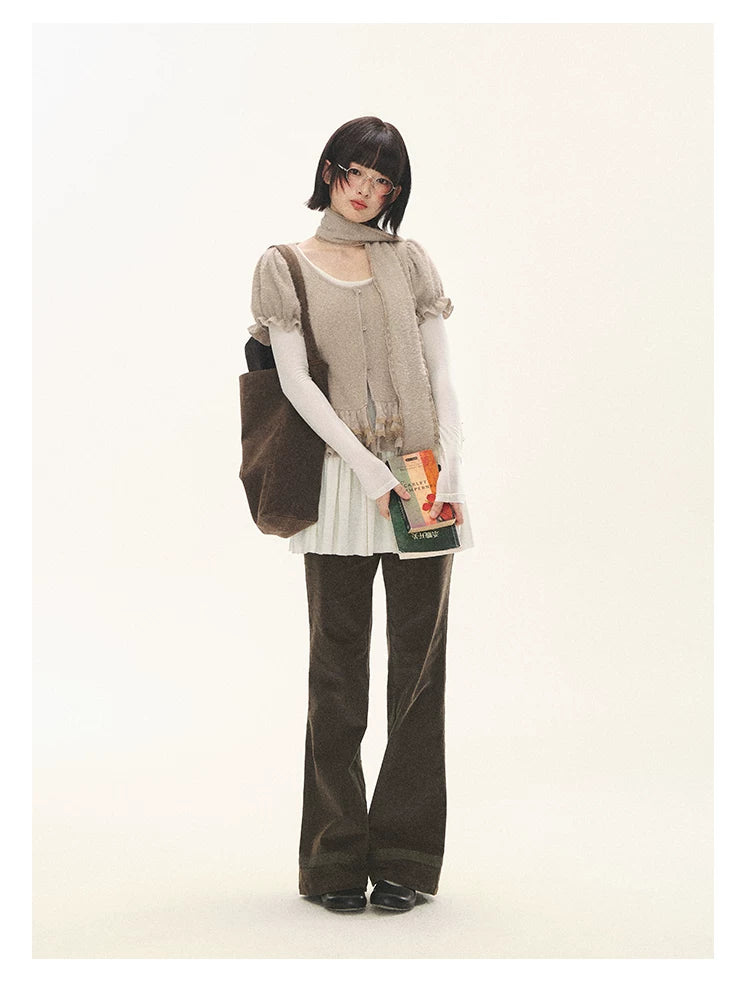 "Soft Fufu" Blush Pink Lace Puff Sleeve Knit Cardigan