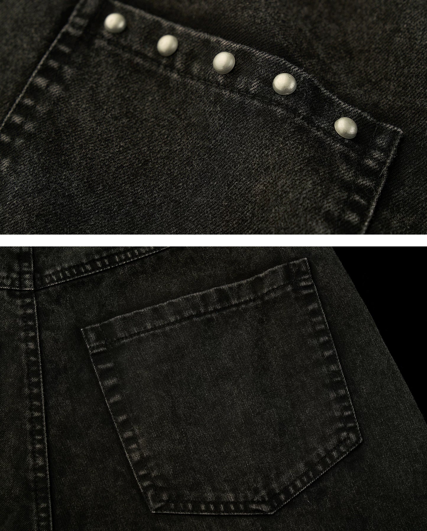 "Street Rebel Mood" Distressed Black Straight-Leg Jeans WE932