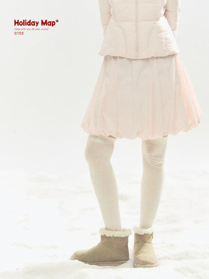"Pink Bébé" Belle Pink Ballet Down Jacket & Quilted Bubble Mini Skirt Set