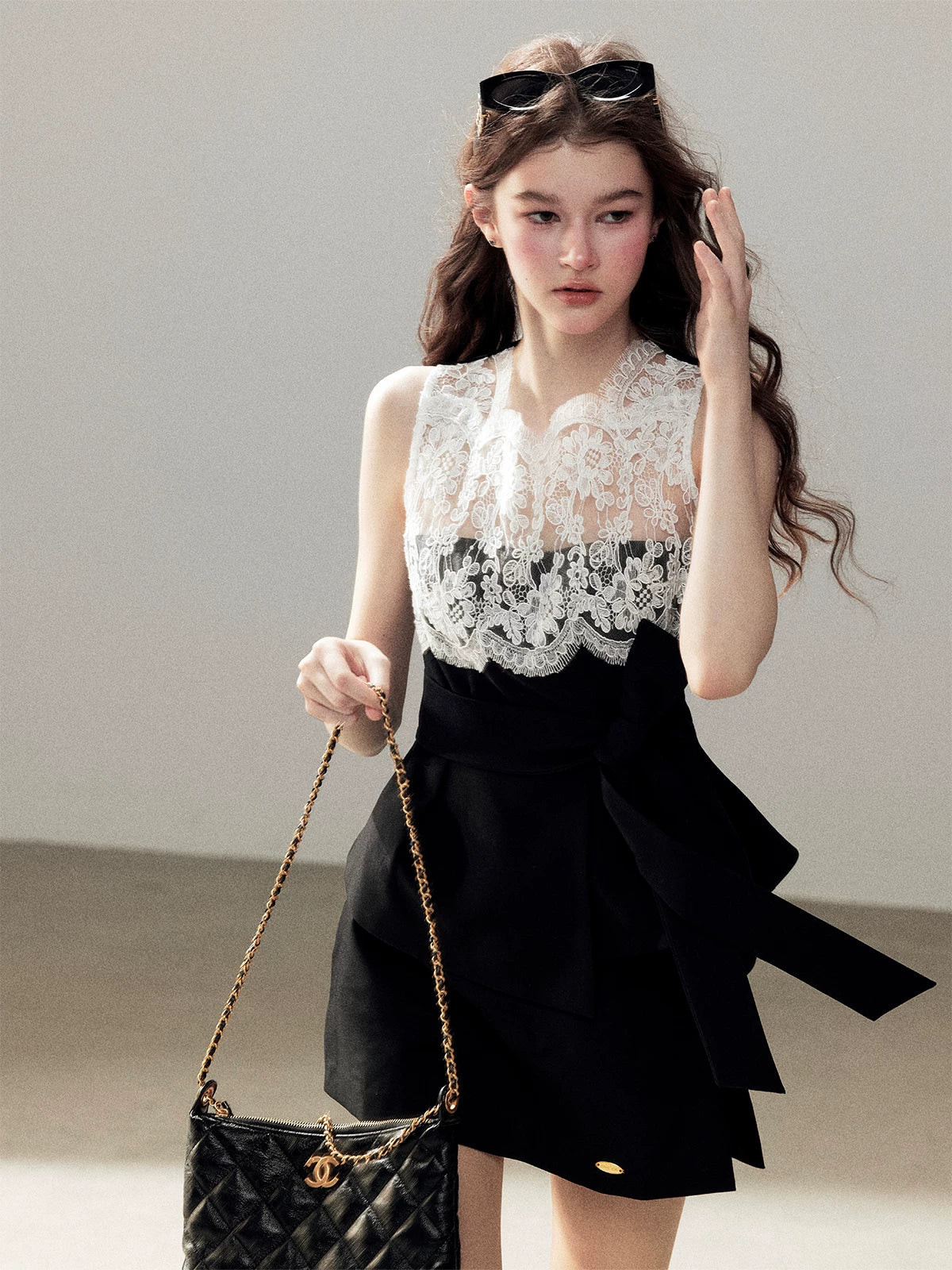 "The Quiet Strength" Black Iris Lace Sleeveless Crop Top