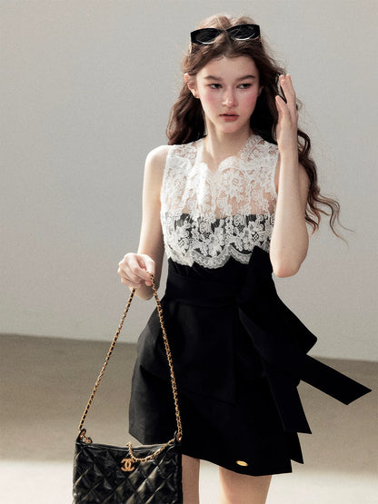 "The Quiet Strength" Black Iris Lace Sleeveless Crop Top