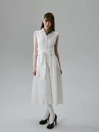 LOST FOREST - White Lyocell-Cotton Tie-Strap Pocket Maxi Dress