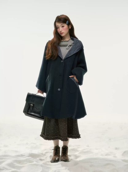 BIBIBENCY - Navy Floral Hooded Coat