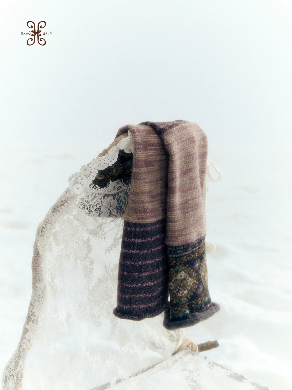 Horridale - [FREE GIFT] Dark Gray Fair Isle Knit Leg Warmers with Stripes