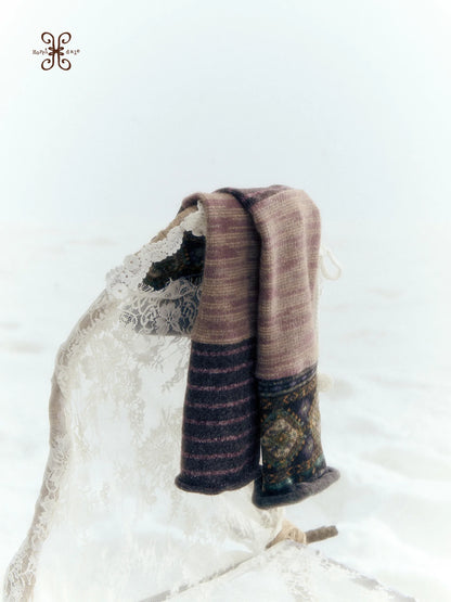 Horridale - [FREE GIFT] Dark Gray Fair Isle Knit Leg Warmers with Stripes