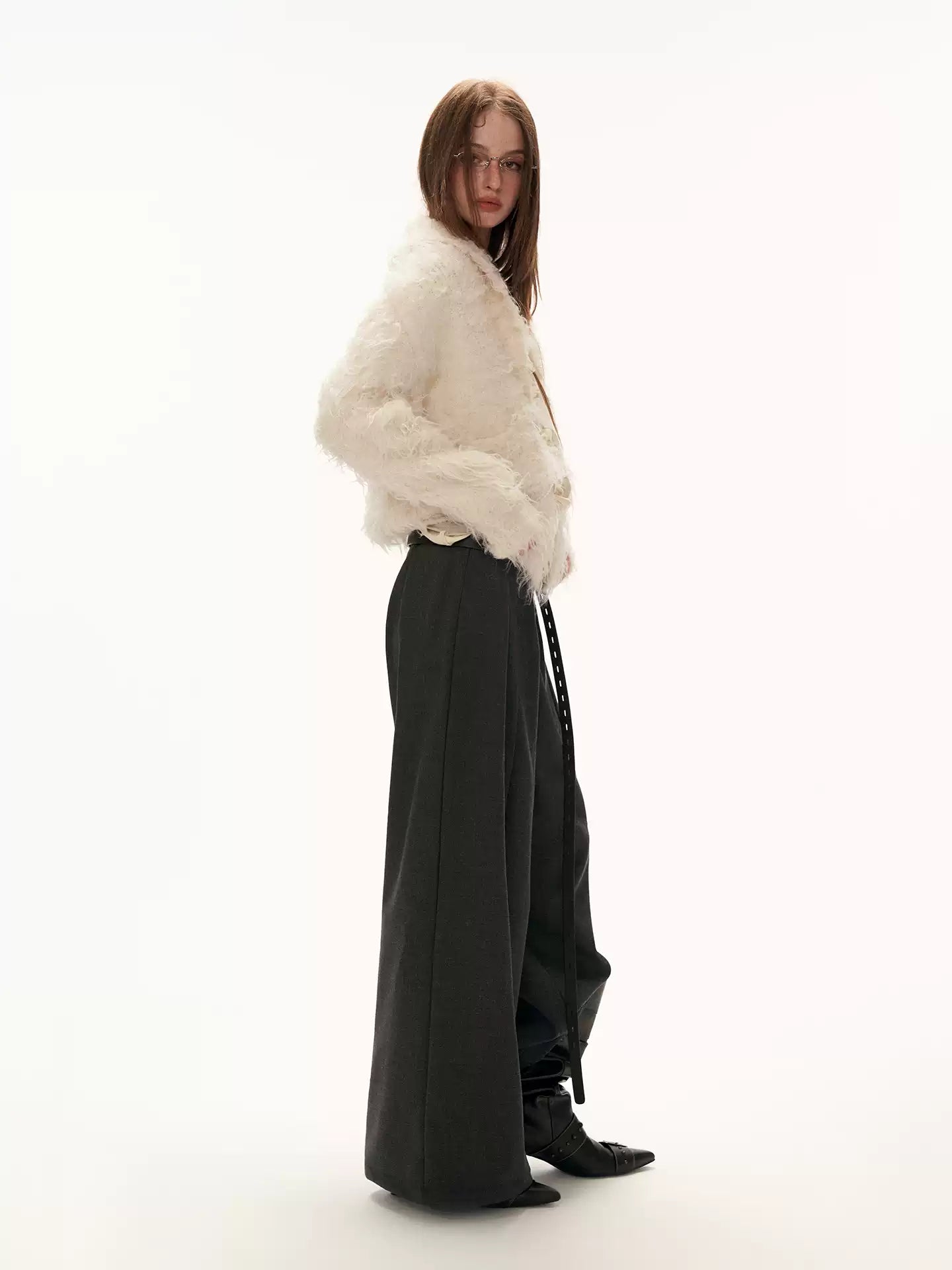 MAMC - Fleece-Lined Grey Relaxed Straight-Leg Trousers WE903