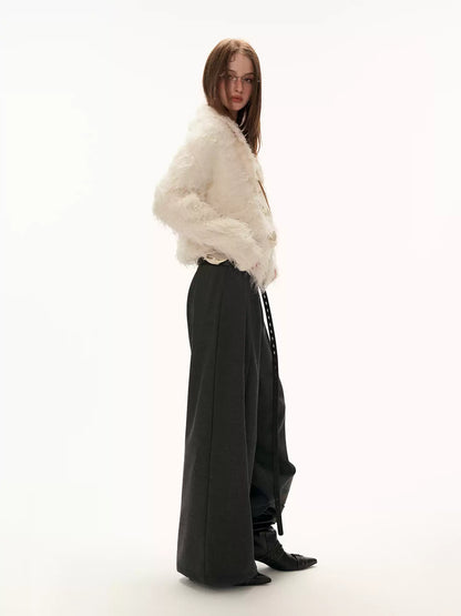 MAMC - Fleece-Lined Grey Relaxed Straight-Leg Trousers WE903