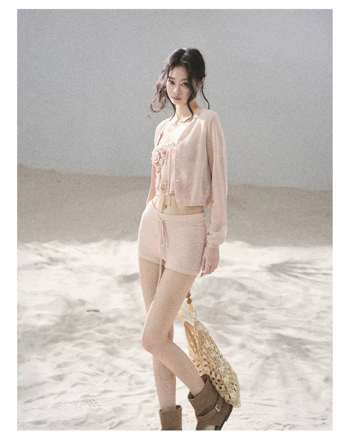 "Forest After Rain" Dusty Rose 3-Piece Cardigan & Shorts Set 45236485