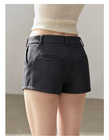 AOMALM - Deep Slate Gray Tailored Blazer & Shorts Set