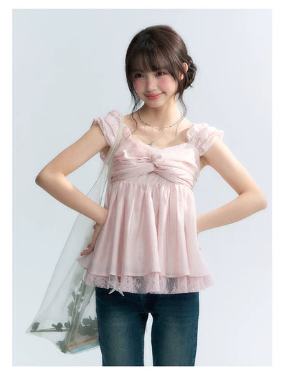 "Summer Sweetheart" Cherry Blossom Pink Bow Cami Top