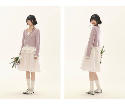 "Berry Layers" Smoky Wisteria Faux-Layer Bow Tiered Mini Dress