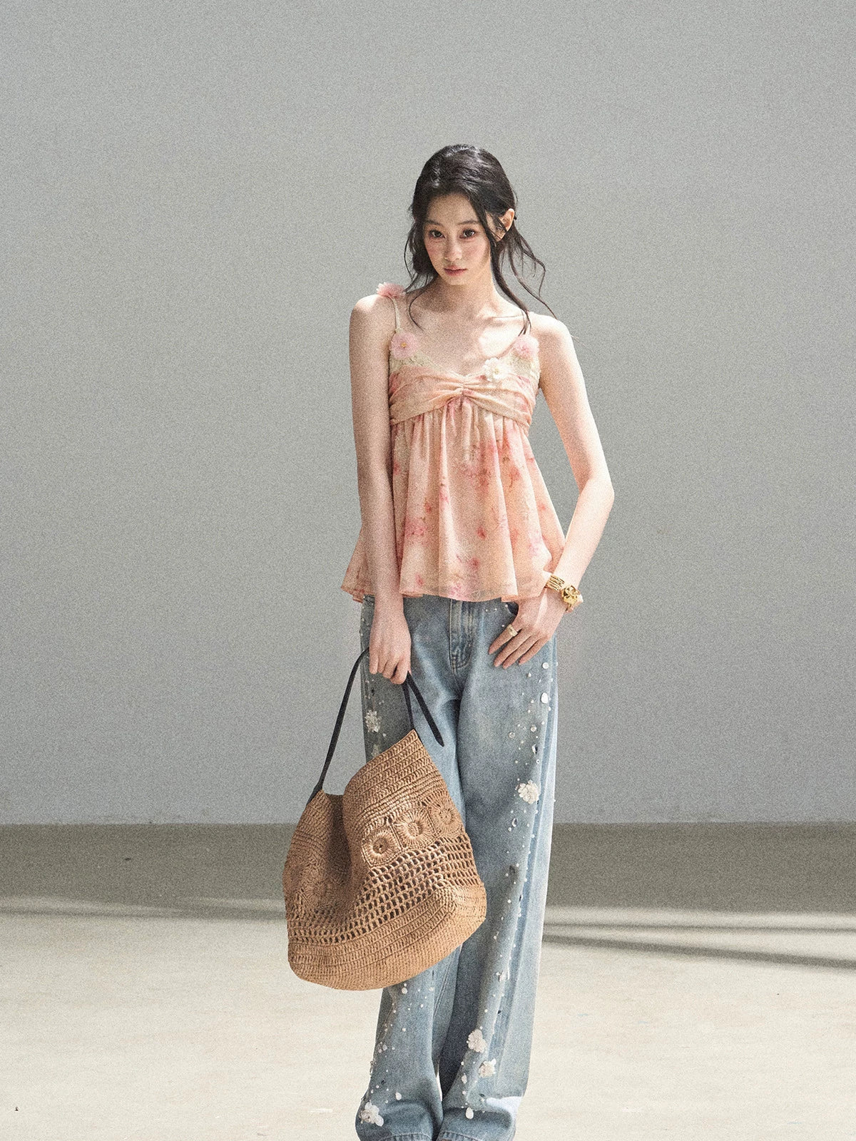 "Passing Through Your Summer" Cinnamon Pink Lace Babydoll Cami