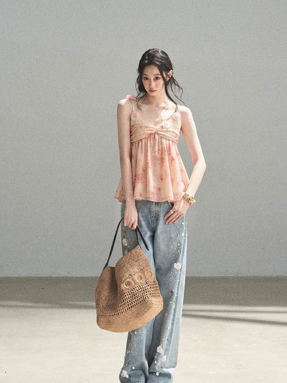"Passing Through Your Summer" Cinnamon Pink Lace Babydoll Cami