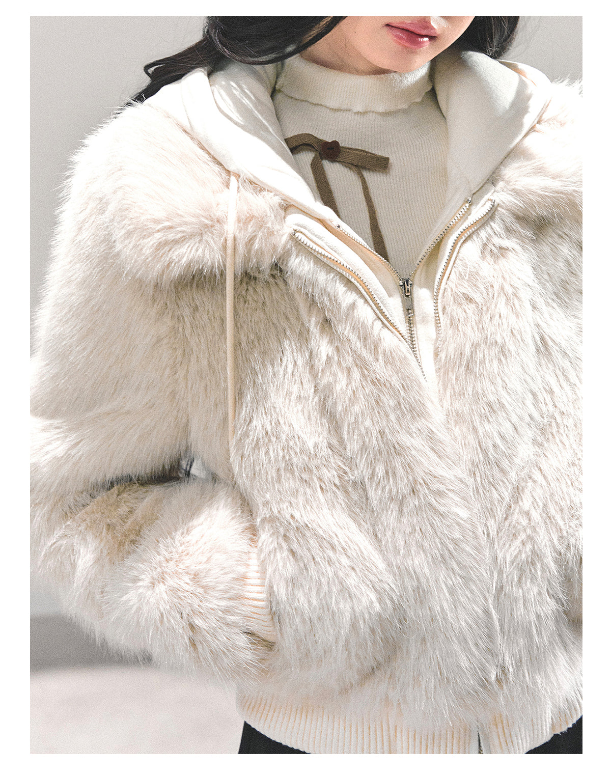少也眼 "She Walks Through Snow" Faux Shearling Winter Jacket 8763132
