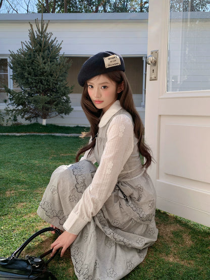 “Woodland Waltz Reverie” Grey Layered Cake Dress