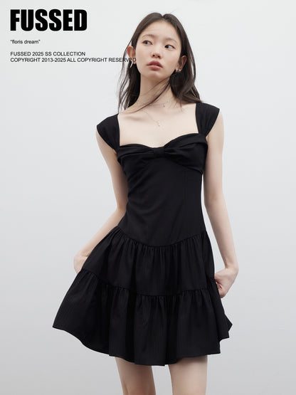 FUSSED Retro Ballroom Bow-Front Cake Dress – Midnight Black FOF-25SS078b