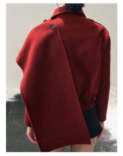 少也眼 “She Hears the Snow Thaw” British-Style Double-Faced Wool Blazer Coat