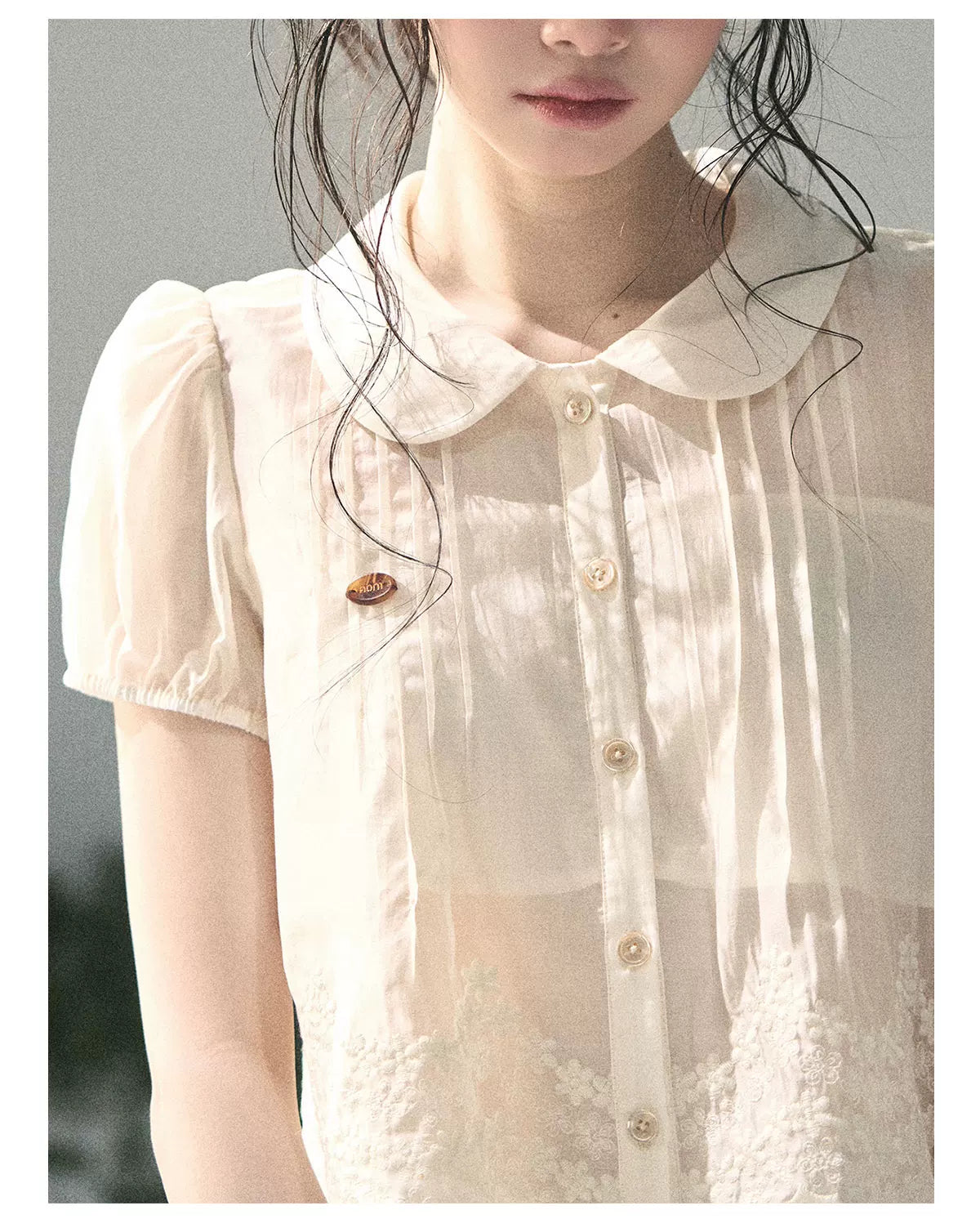 "Apricot Blossom After Rain" Dutch Cheese Lace Blouse & Maxi Skirt Set 532453