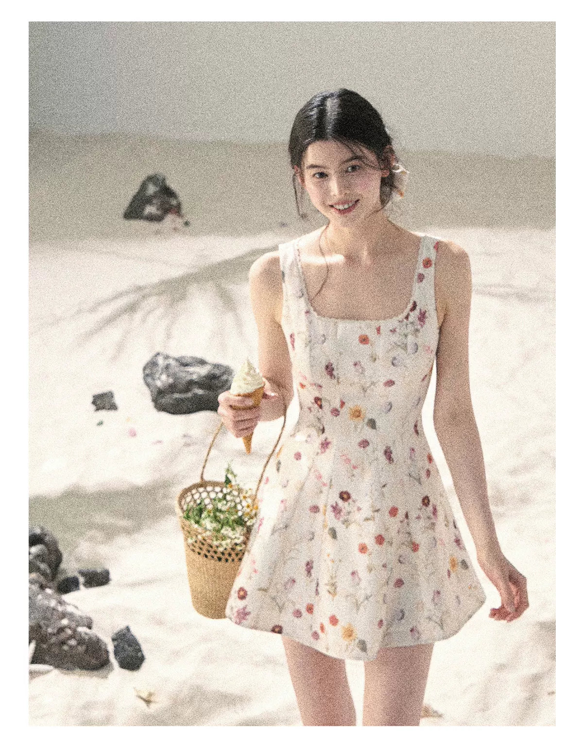 "Chamomile Summer" Dutch Cheese Floral Lace Pinafore Mini Dress 46345