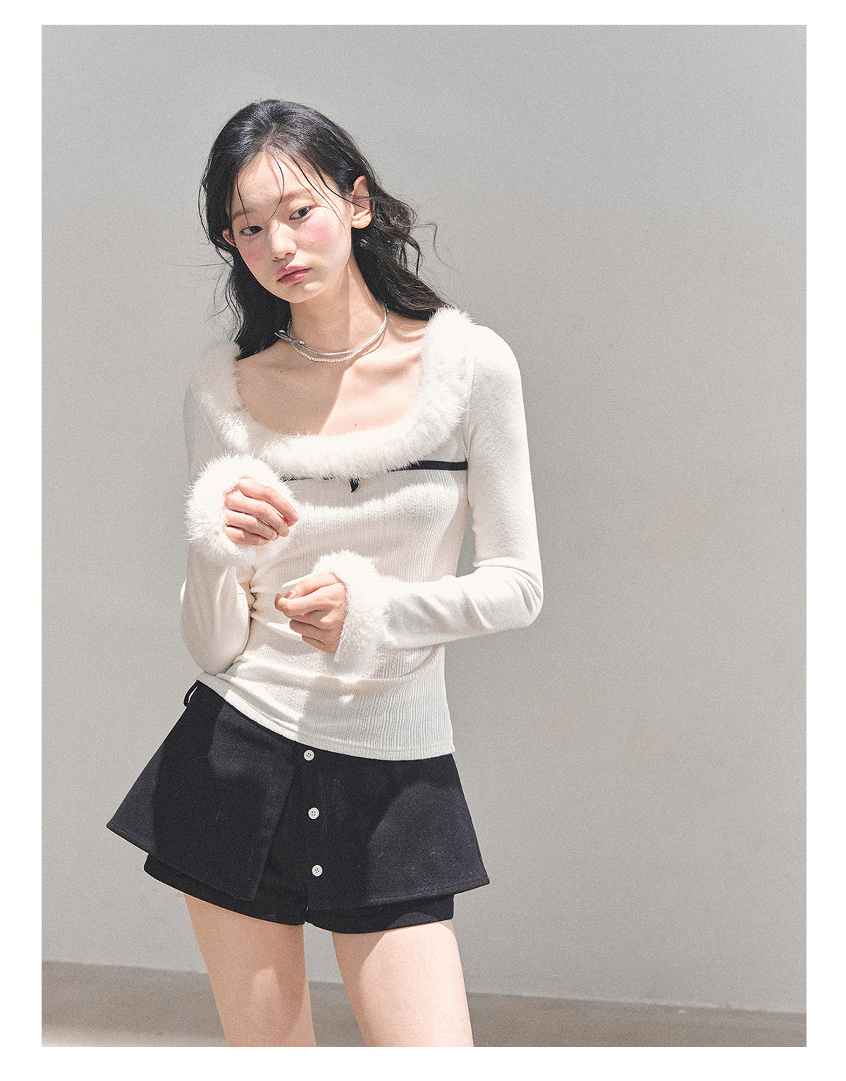 少也眼 “Hidden in Moonlight” Plush-Knit Winter Tee 84513541