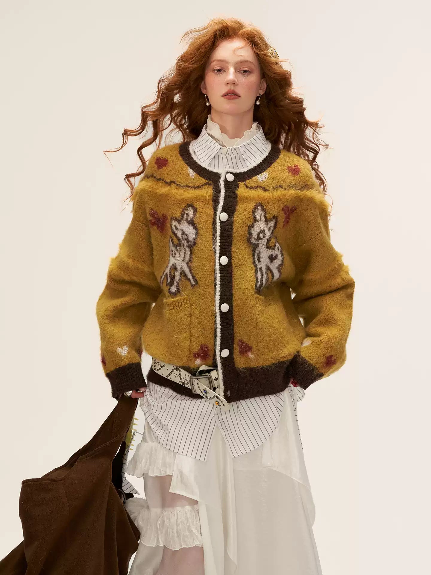 MAMC - Cute Bow Deer Knit Cardigan (Yellow)