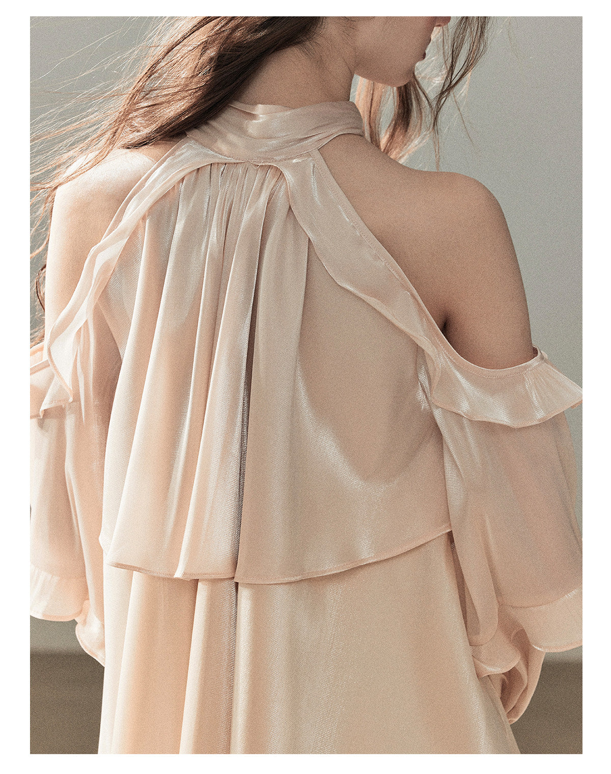 170726 "Pearlescent Glow" Pearl Pink Satin Halter Blouse