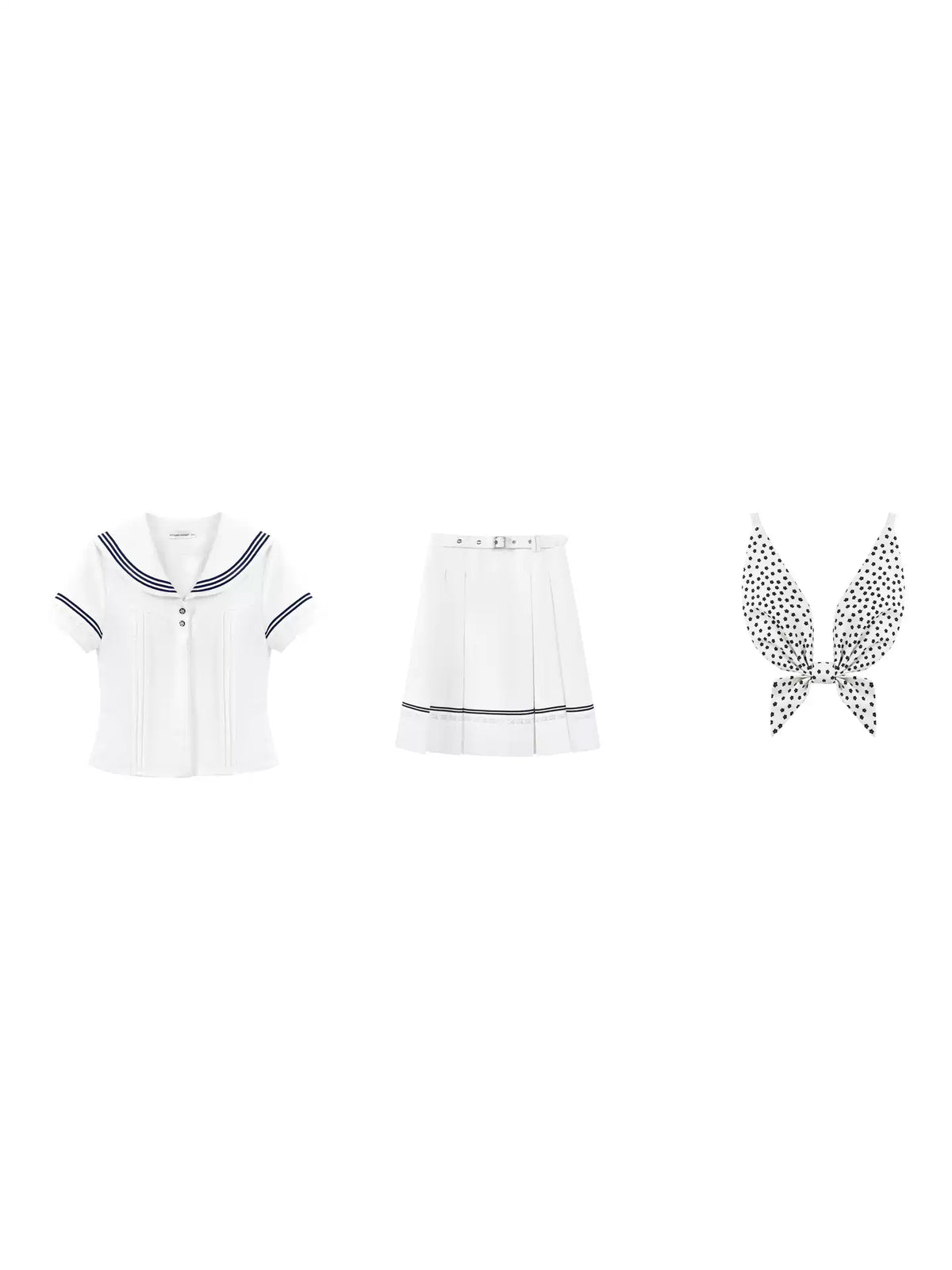 “Pearl Blossom” White Showa-Inspired Sailor Uniform Set