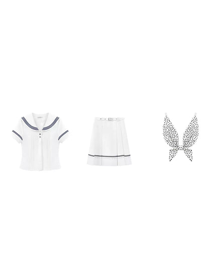 “Pearl Blossom” White Showa-Inspired Sailor Uniform Set