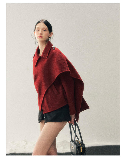 少也眼 “She Hears the Snow Thaw” British-Style Double-Faced Wool Blazer Coat