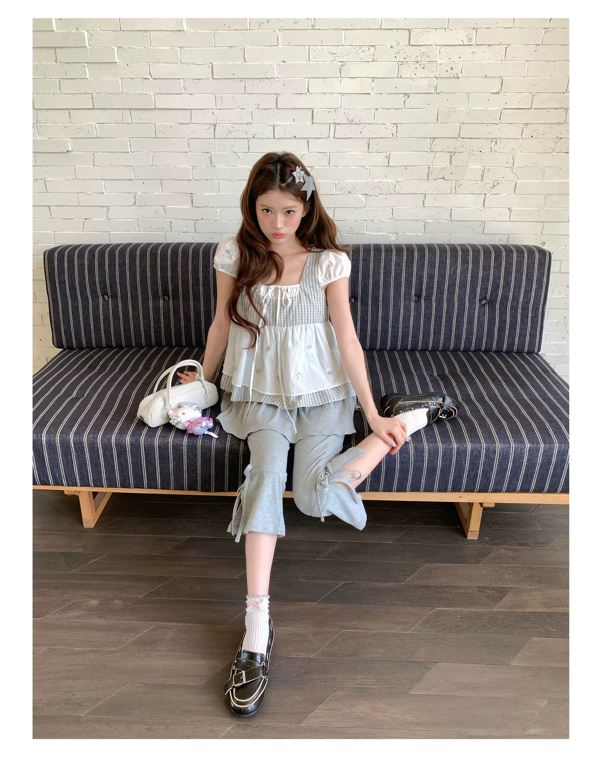 [RF] “Milk Gray Ballet” Gray Adjustable Drawstring Slim Flare Pants