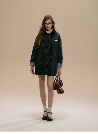 SunsetPark - Intellectual Gray Wool-Blend Herringbone Coat (Intellectual Gray / Khaki Houndstooth)