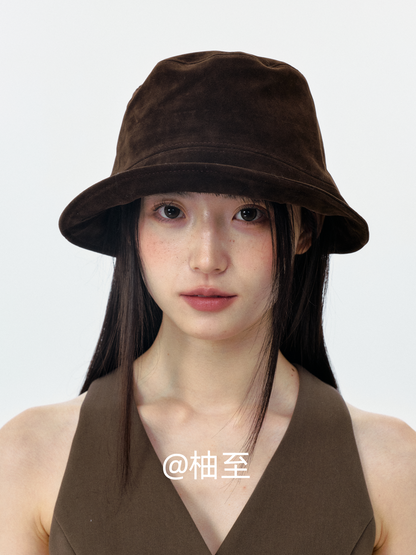 Suede Bucket Hat – Mocha Brown Wide Brim Hat