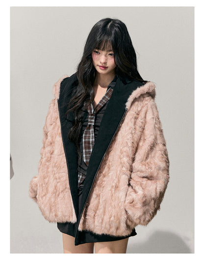 少也眼 “Pride & Prejudice” Reversible Oversize Jacket – Black & Blue Plaid
