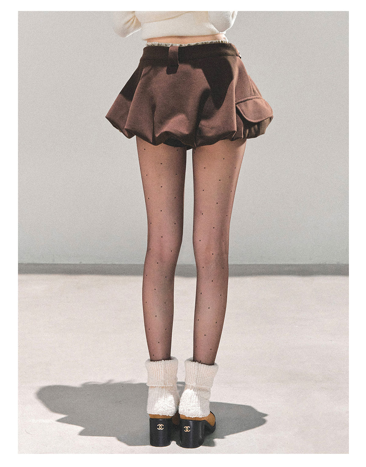 少也眼 “Footprints in the Snow” Winter Bubble Skirt - Brown 68451351