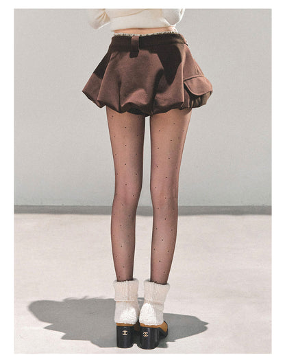 少也眼 “Footprints in the Snow” Winter Bubble Skirt - Brown 68451351