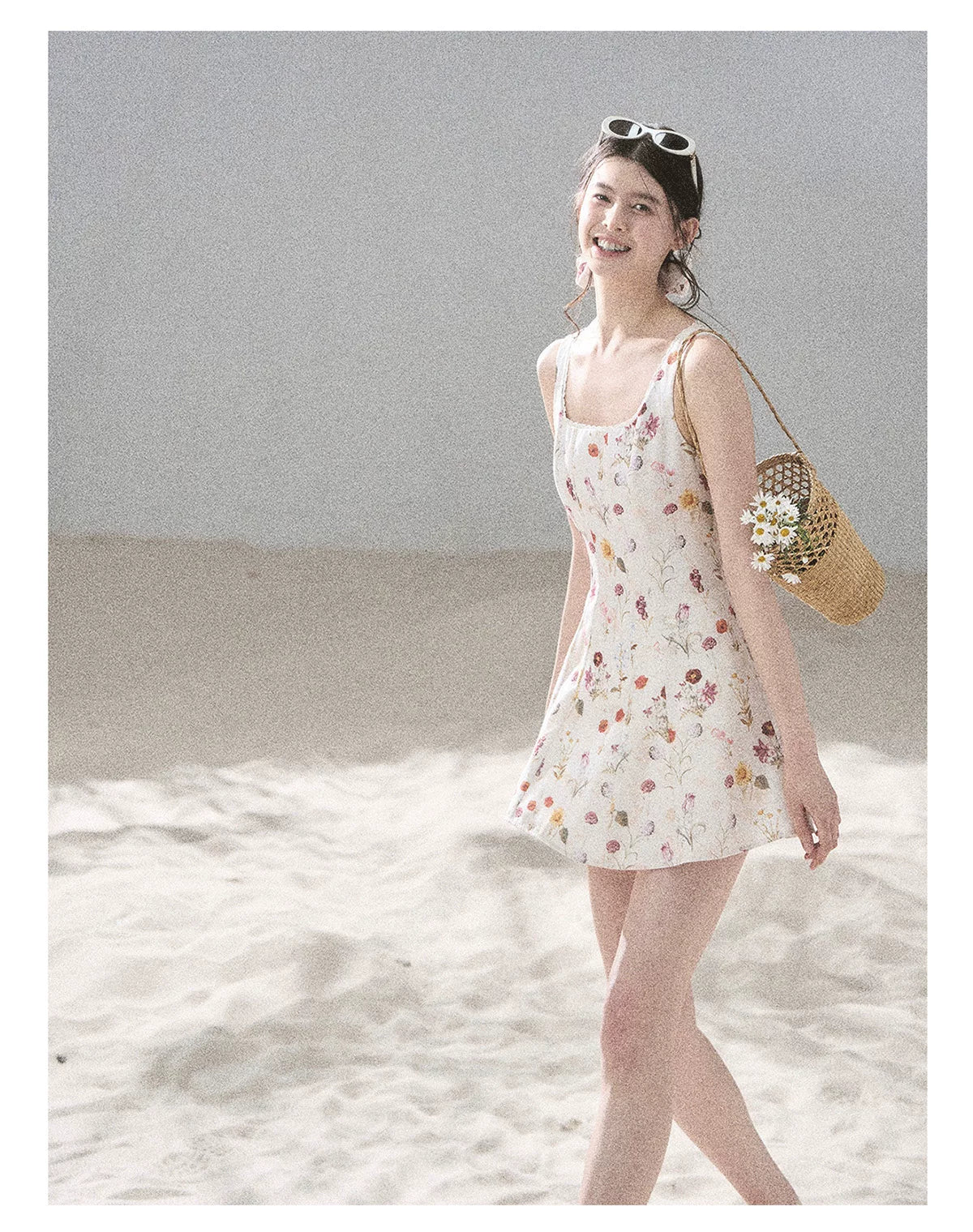 "Chamomile Summer" Dutch Cheese Floral Lace Pinafore Mini Dress 46345