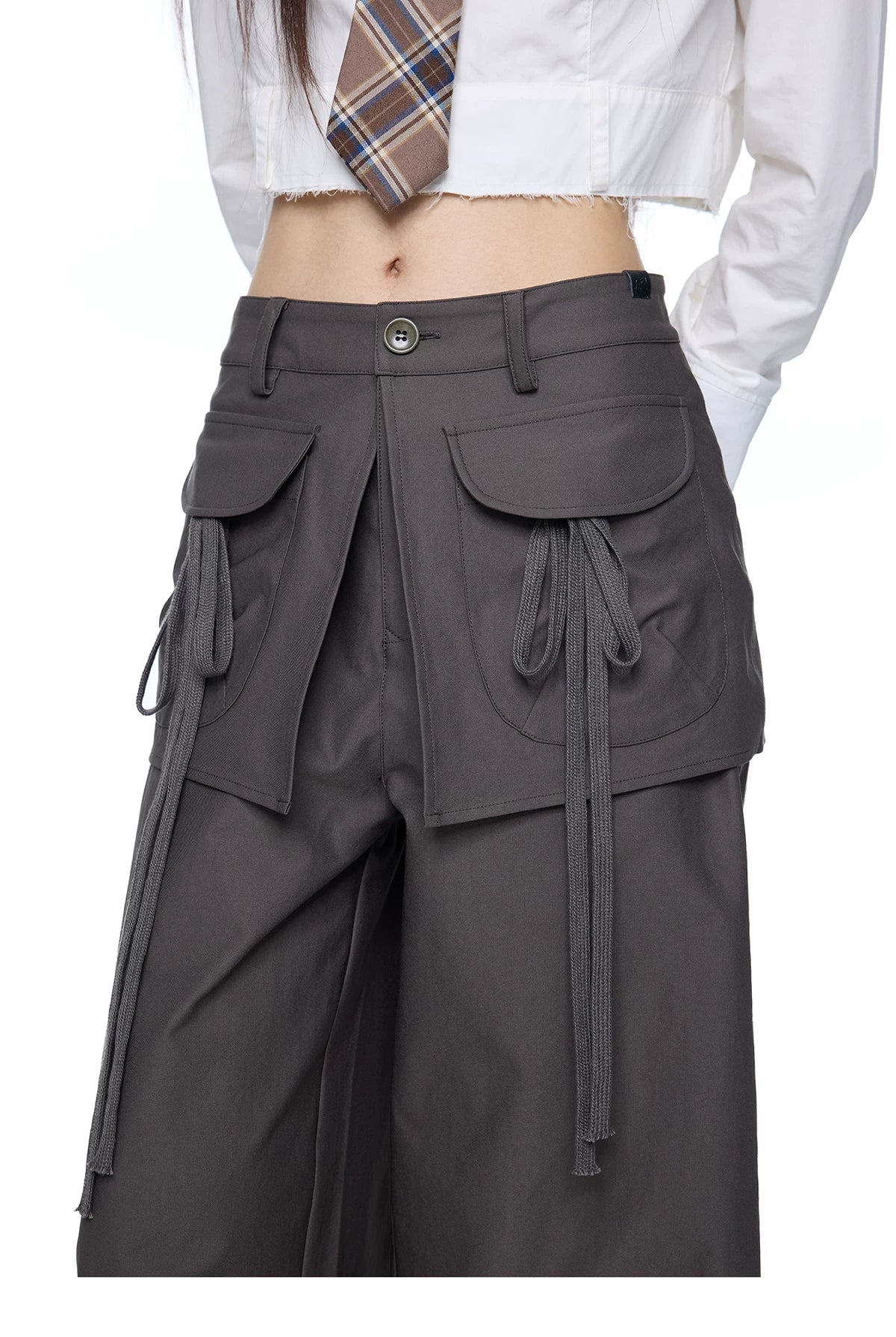 EZEK | Patchwork Drawstring Wide-Leg Lounge Pants (Black / Gray)