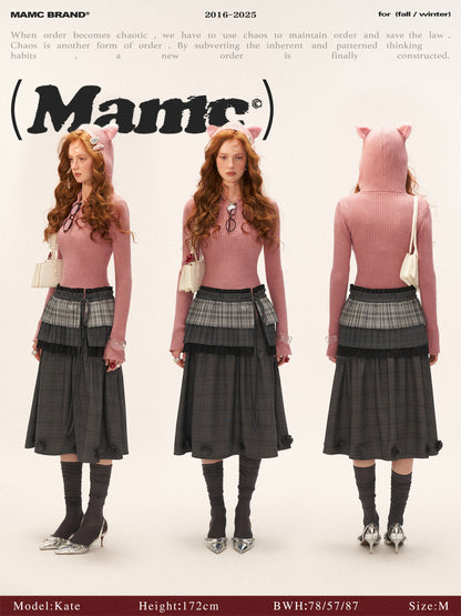 Cute Cat Ear Ribbed Knit Hoodie WE772 (Dusk Pink)