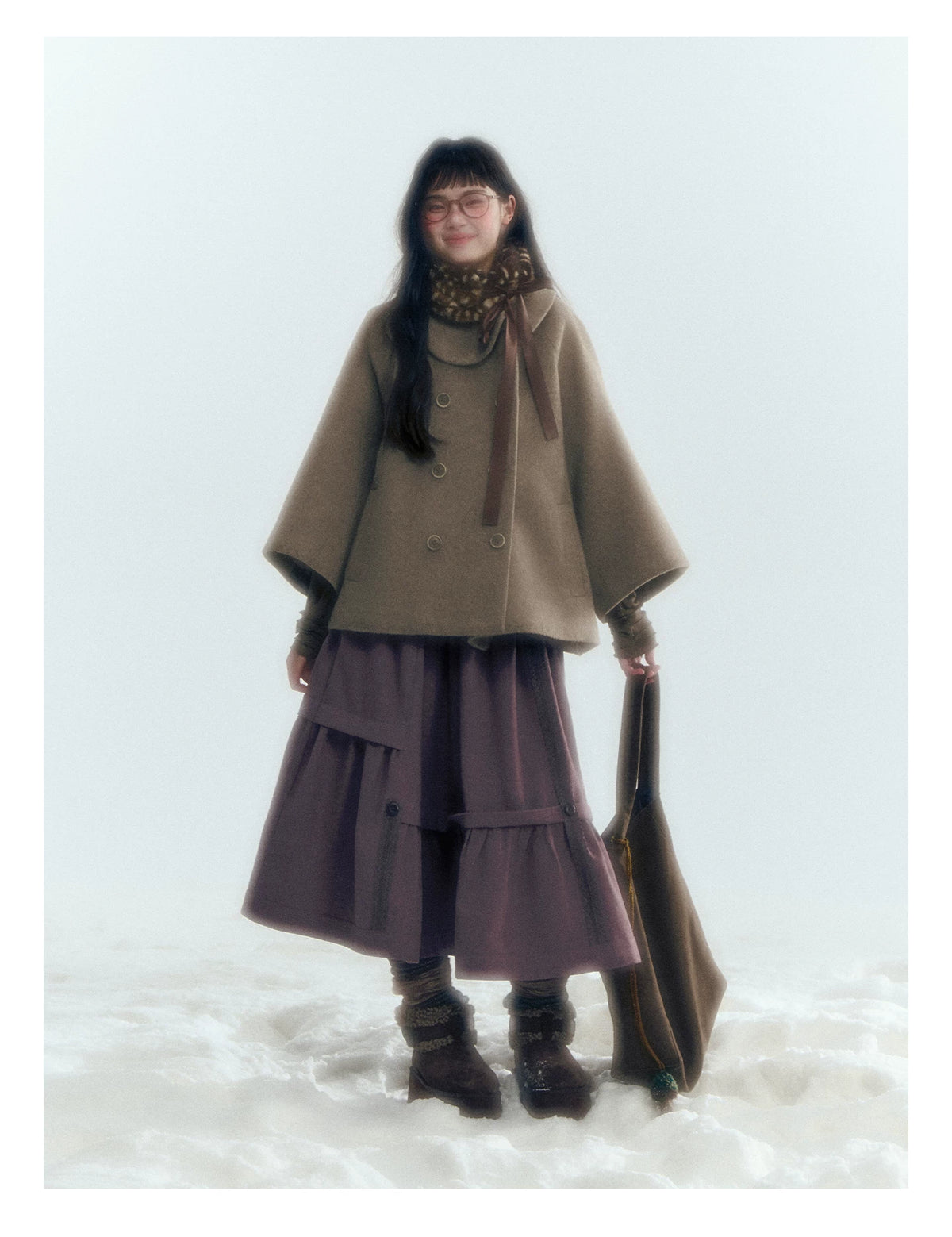 Horridale - Asymmetric Peter Pan Collar Wool-Blend Cape Coat – Oatmeal Beige